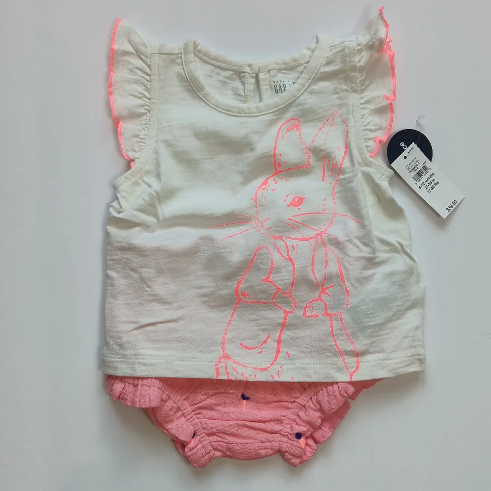 NWT Gap Baby Girl's Peter Rabbit  T Shirt Outfit Set Size 6-12 M